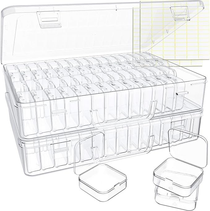 Bead Organizer Box, 120 Pack Small Clear Storage Boxes by HOXILOB
