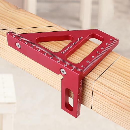 3D Multi-Angle Measuring Ruler, 45/90 Degree Aluminum Alloy Woodworking Square by KETIPED