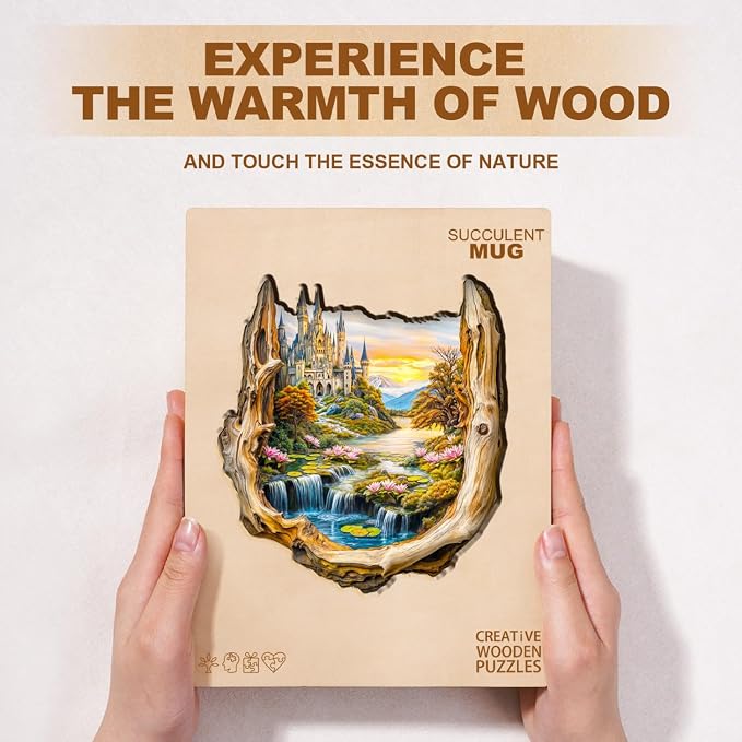 Wooden Puzzles for Adults Fantasy Castle Waterfall Driftwood Puzzles 100 Pieces - Image 9