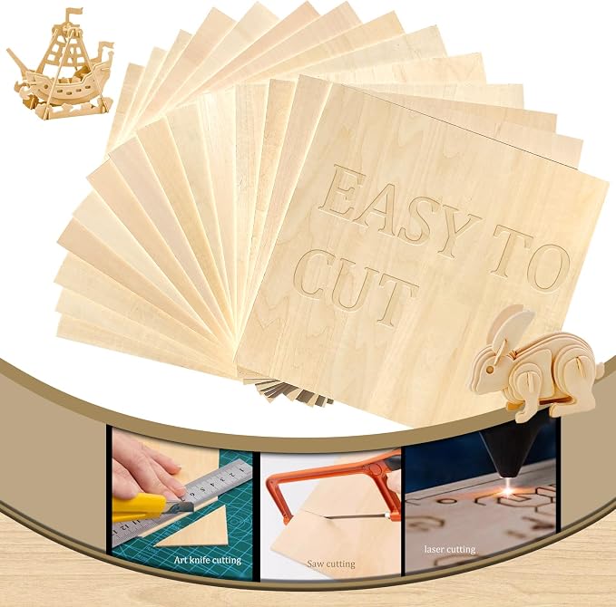 36 Pack Basswood Sheets, Craft Wood, Unfinished Wood, - Image 7