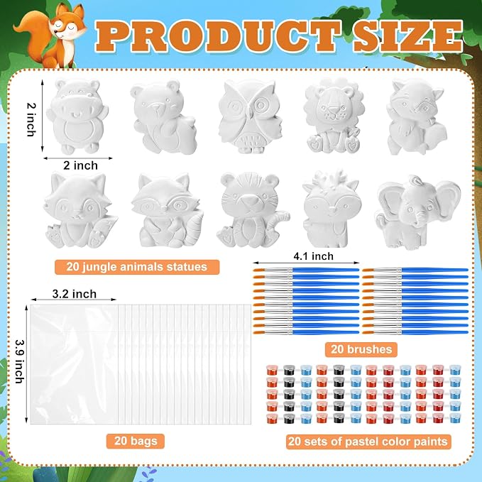 Simgoing 20 Set Jungle Animals Ceramic Painting Kit DIY Ceramic to Paint Your - Image 4