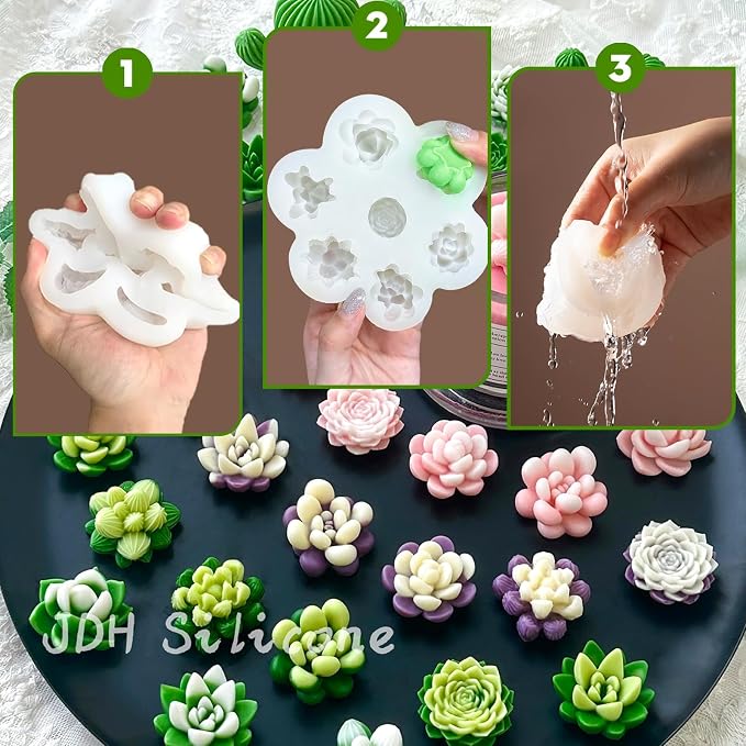7 Cavity Succulent Candle Molds - Image 4
