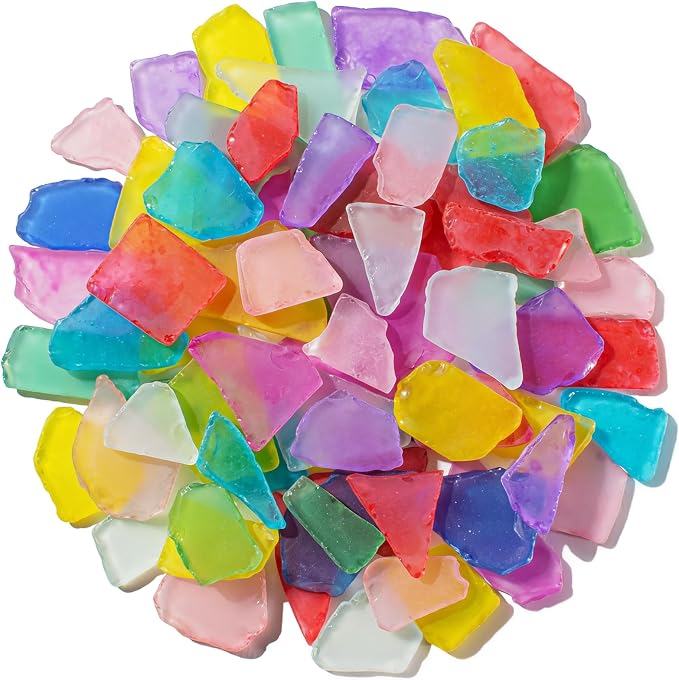 Keedolla Sea Glass for Crafts - 15 OZ Colorful Flat Frosted Seaglass Pieces by Keedolla