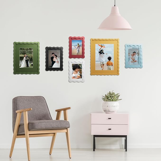 5x7 Picture Frame with Mat for 4x6, Wavy Edge Wooden Real Glass Photo Frame for - Image 7