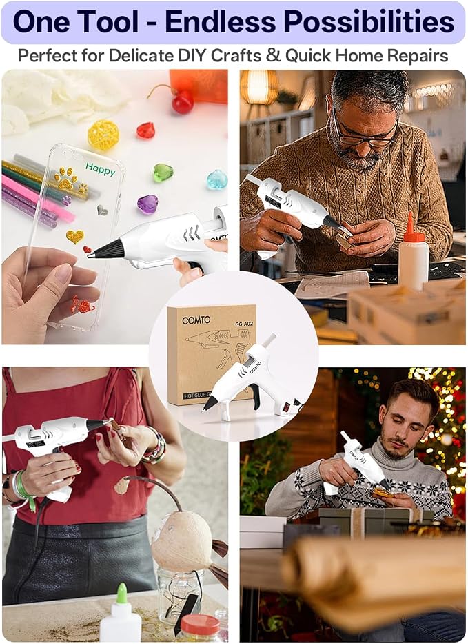 Mini Hot Glue Gun with 30 Glue Sticks, Precision Glue Flow, Extra-Long 55" Cord - Image 8
