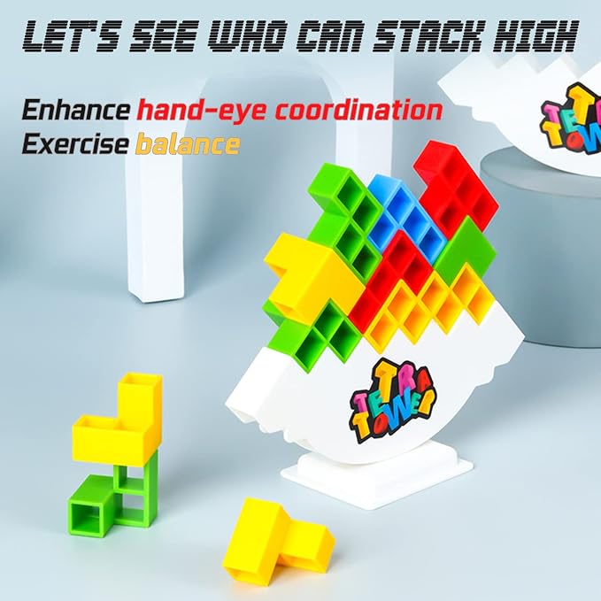 ALKISTA 48 Pcs Tetra Tower Balance Stacking Blocks Game, Board Games - Image 2