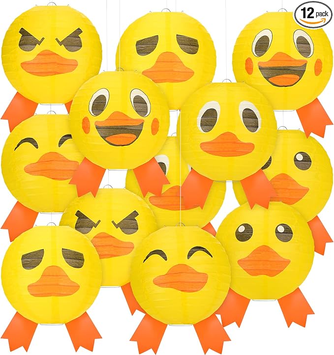 Panelee 12 Pcs Rubber Duck Party Decorations Paper Lanterns 8 Inch Hanging by Panelee
