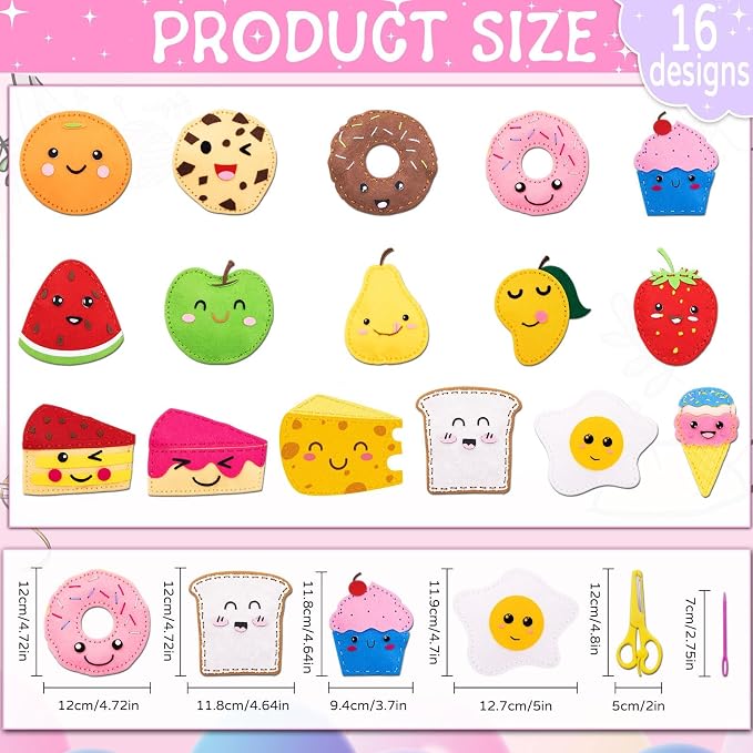 ZOIIWA 16 Sets Food Themed Sewing Kit - Image 2