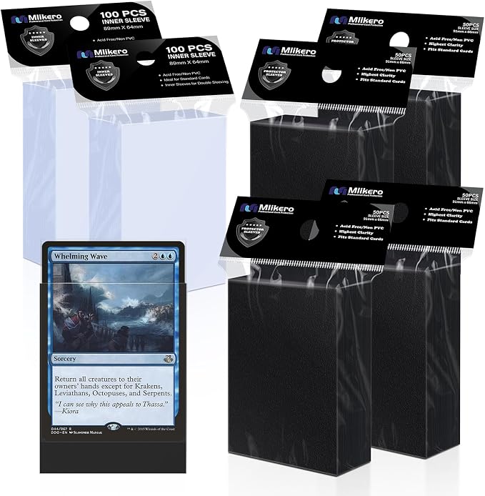 400 Pack Card Sleeves, 200 Matte Black Trading Card Sleeve and 200 Perfect Fit by Mlikero