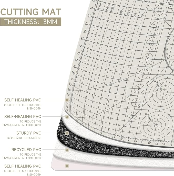KEARING A3 Self Healing Cutting Mat 12x18 Inch, 3mm Thick Double-Sided - Image 3