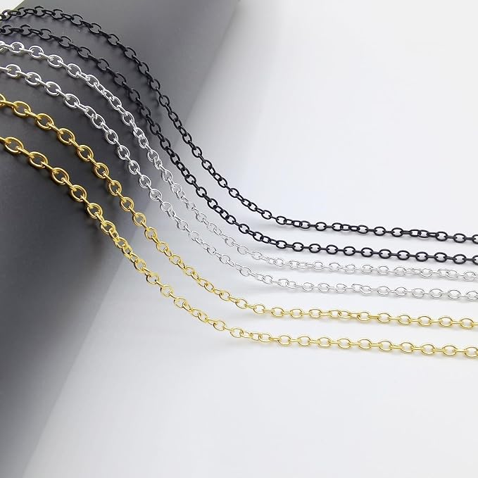 60 Feet Metal Iron Necklace Chains 3mm Bulk Curb Link Chain - Image 6