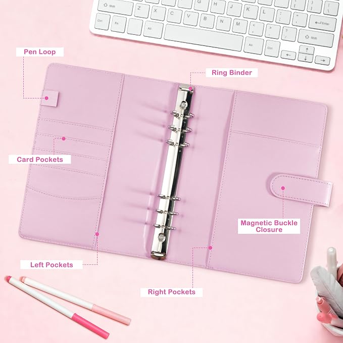 A5 Kpop Photocard Binder with 30 Pack 4-Pocket Card Pages, 6 Ring A5 Binder - Image 6
