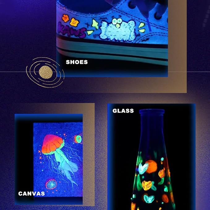 Artecho Glow in the Dark Acrylic Paint Set – 18 Colors x 11ml | Non-Toxic - Image 7