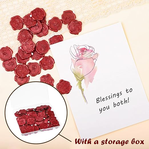 WSICSE 60Pcs Wax Seal Stickers, Wedding Invitation Envelope Seal Stickers - Image 7