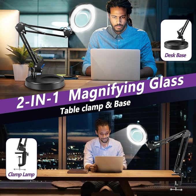 12X Magnifying Glass with Light and Stand, 5 Color Modes 10 Stepless Dimmable - Image 4