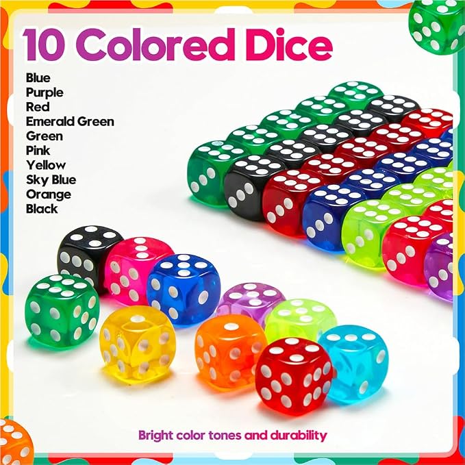 50 Pieces Dice Set, 14mm 6 Sided Colored Dice - Image 4
