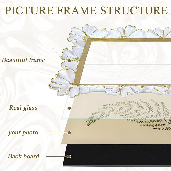4x6 Vintage Flower Picture Frame, Ornate Antique Photo Frame - Image 6
