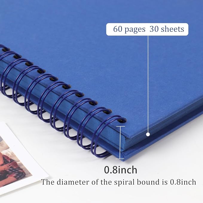 RECUTMS 12x12 Inch Scrapbook 60 Pages Kraft Paper DIY Journal Album Blue | - Image 4