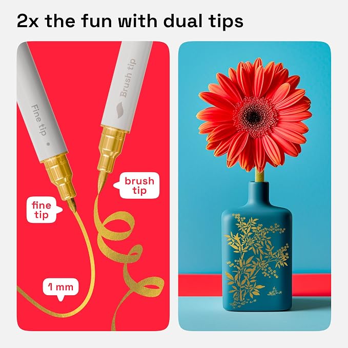 ARTISTRO 2 Gold Dual-Tip Acrylic Paint Pens - Image 3