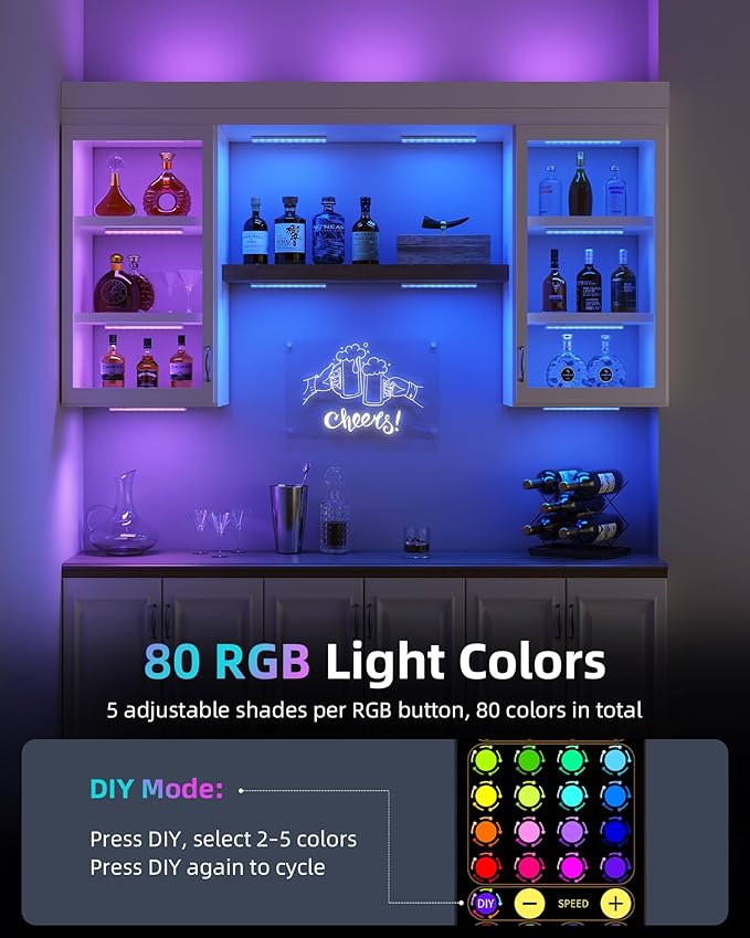 EZVALO 80 RGB Color Changing Under Cabinet Lighting Wireless, 1800mAh - Image 2