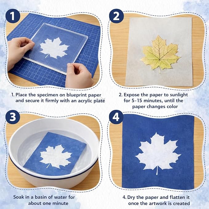 Cyanotype Kit with 30 Sheets Sun Print Paper & Acrylic Panel, 5.8 x 8.3 IN | - Image 5