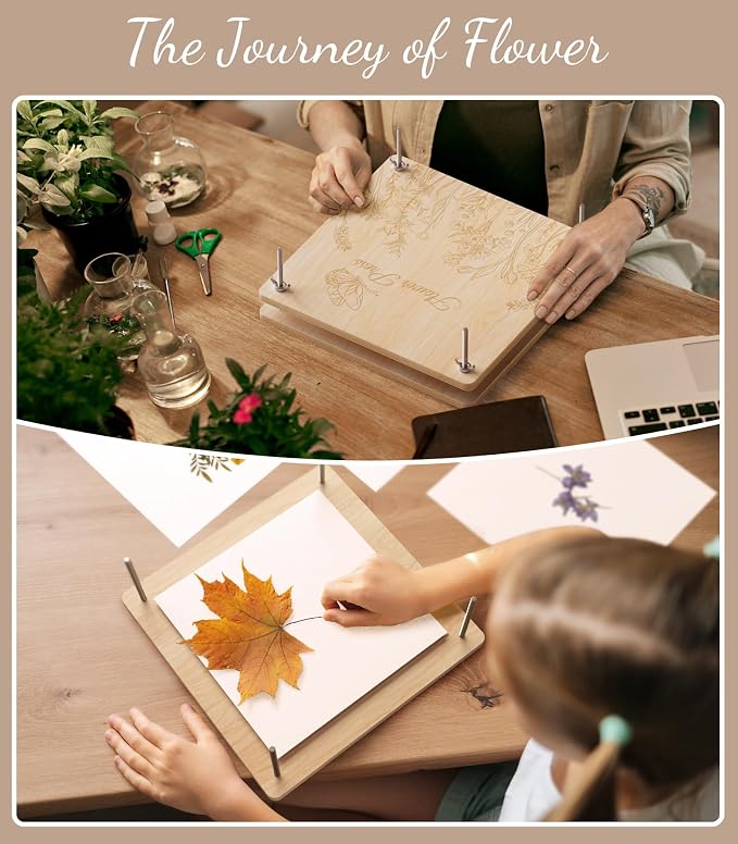 Wakhow Flower Press Kit – 11" x 11" Large Wooden Flower Presser - Image 7