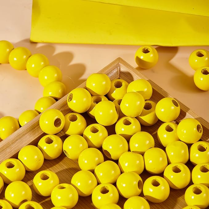240Pcs Yellow Wood Beads 16mm for Craft Large Hole Wood Beads for Craft - Image 6