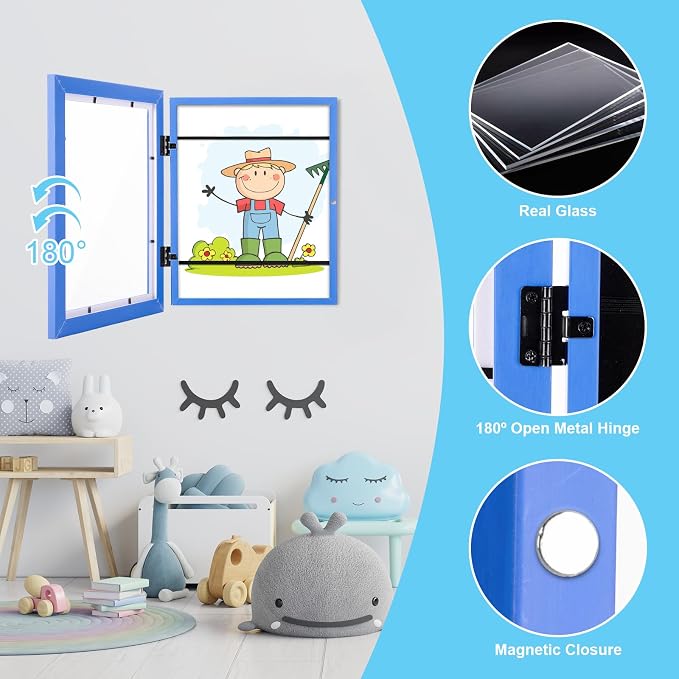 Kids Art Frames, 8.5x11 Front Opening Kids Artwork Frames Changeable, Skyblue - Image 6
