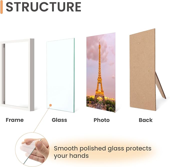 upsimples 5x7 Picture Frame Set of 3, Made of High Definition Glass - Image 3