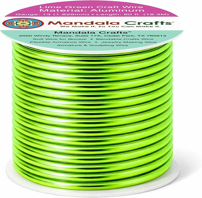 Mandala Crafts 13 Gauge Lime Green Anodized Aluminum Craft Wire, 60 FT | Colored - Image 2
