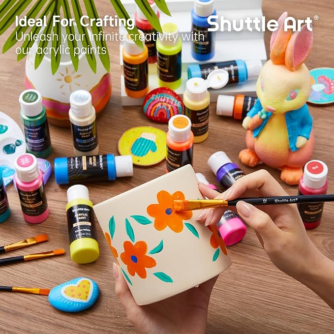 Shuttle Art 100 Colors Acrylic Paint, 2oz/60ml Bottles, Include 2 Sets of 12 - Image 7