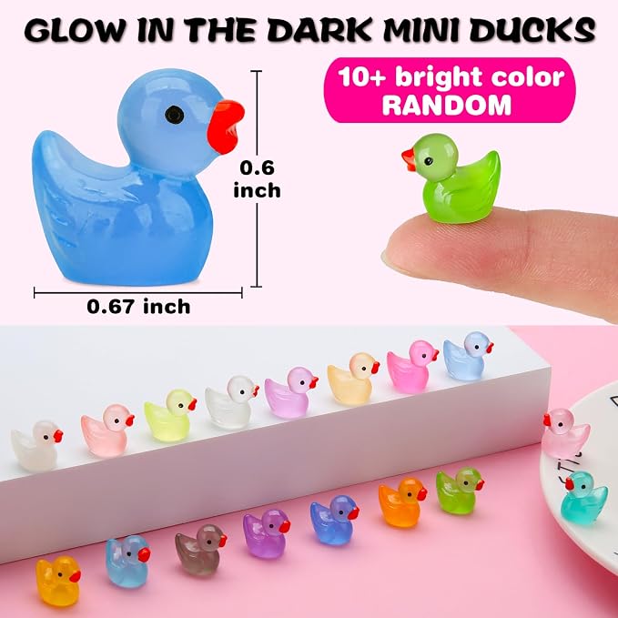 GWAHSA 240pcs Luminous Mini Resin Ducks, Tiny Animals Bulk Glow in The Dark - Image 2