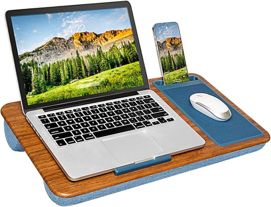 LAPGEAR Home Office Lap Desk – Espresso Blue, Fits 15.6” Laptops by LapGear
