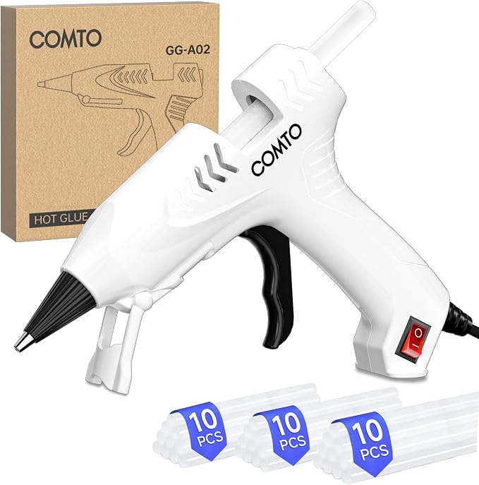 Mini Hot Glue Gun with 30 Glue Sticks, Precision Glue Flow, Extra-Long 55" Cord by COMTO