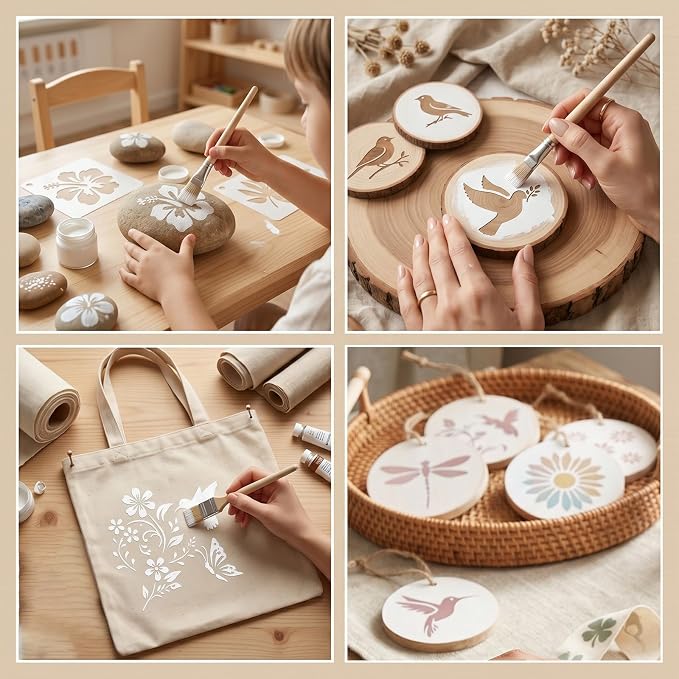 80 Pcs 3 Inch Small Nature Stencils, Reusable Flower Bird Butterfly Templates - Image 6