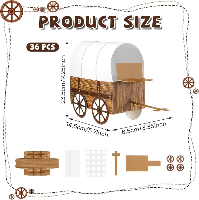Motipuns 36 Pcs 3D Western Covered Wagon Craft Kit Toy Wagon - Image 2