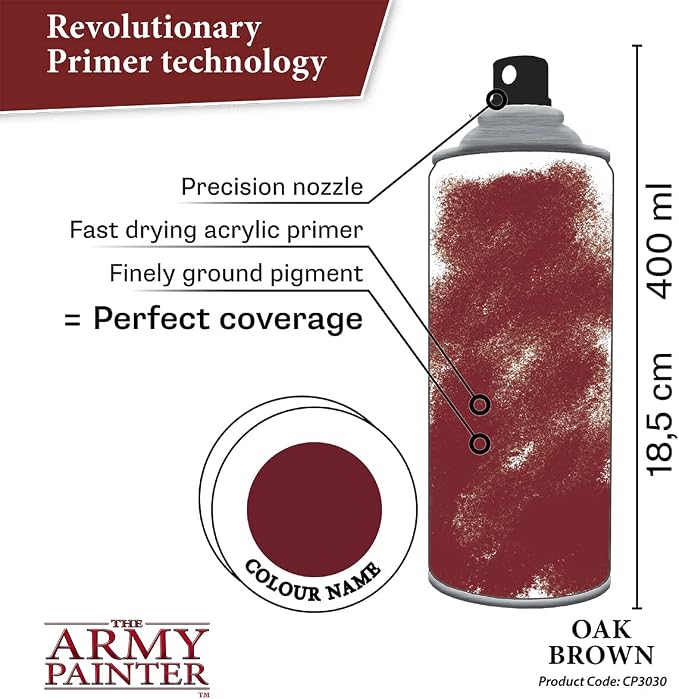 The Army Painter Colour Primer Oak Brown, 400 mL Acrylic Spray Primer, Spray - Image 3