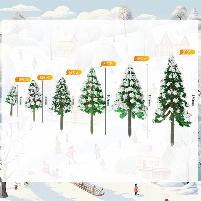 Skylety 35 Pieces Model Trees 6.3-1.2 Inch Mixed Miniature Trees Diorama - Image 2
