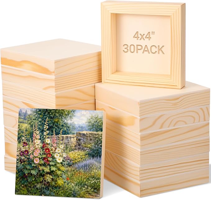 Novabright 30 Pack 4" x 4" Unfinished Wood Panels by Unknown