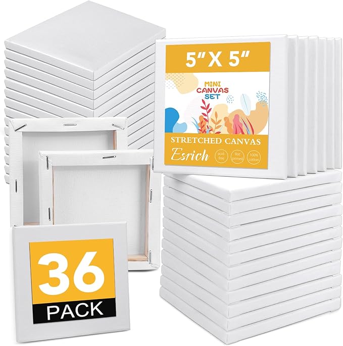 ESRICH Small Canvas Pack of 36, 5x5In Blank Canvases by ESRICH