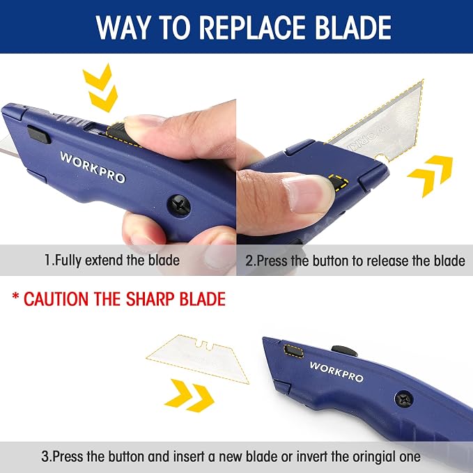 WORKPRO Premium Utility Knife, Retractable All Metal Heavy Duty Box Cutter - Image 6
