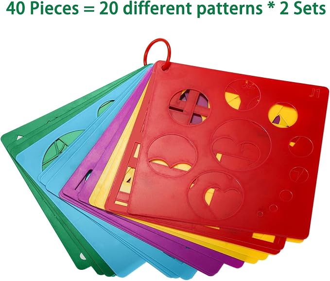 Peohud 40 Pieces Geometric Shaped Stencils, Simple Drawing Chalk Stencils - Image 4