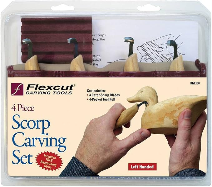 Flexcut Wood Carving Tools | Left-Handed Scorp Set of 4 Scorp Gouges | Includes - Image 2