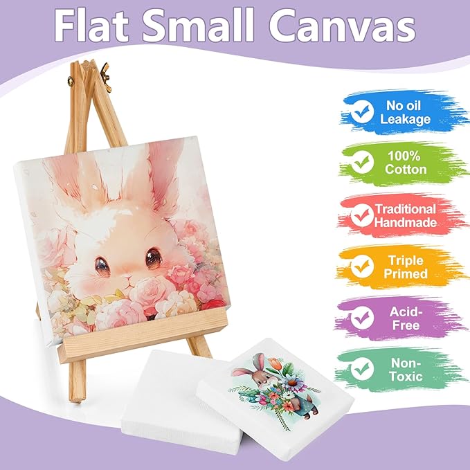 ESRICH Mini Canvases for Painting, 3x3IN Canvas in Bulk 64Pack, 2/5In Profile - Image 3