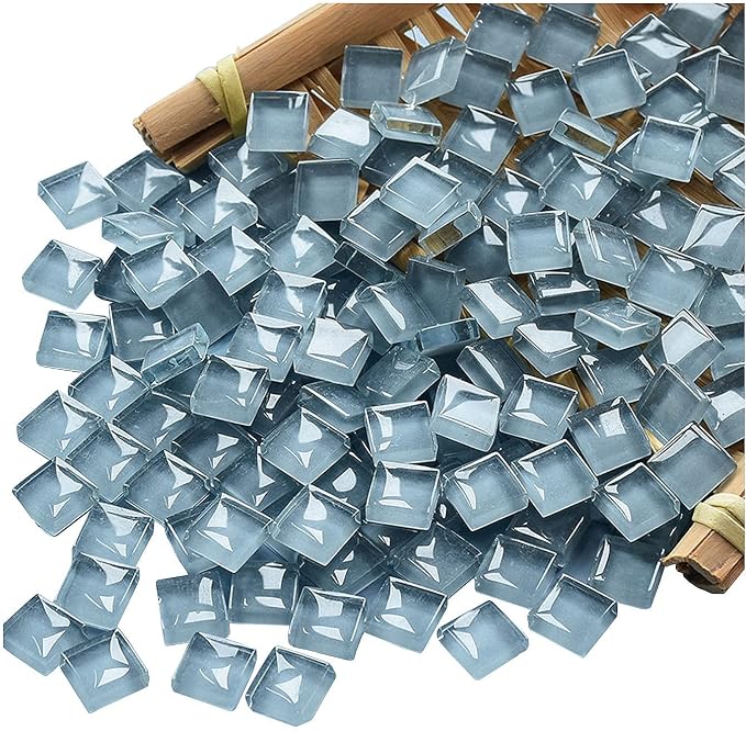 100 Pieces Mosaic Tile Squares Silver Gray Crystal Mosaic Tiles by Ricytnig