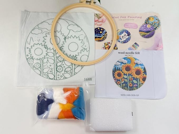 CaptainCrafts Needle Felting Kit, Wool Felt Supplies, Embroidery Hoops - Image 3