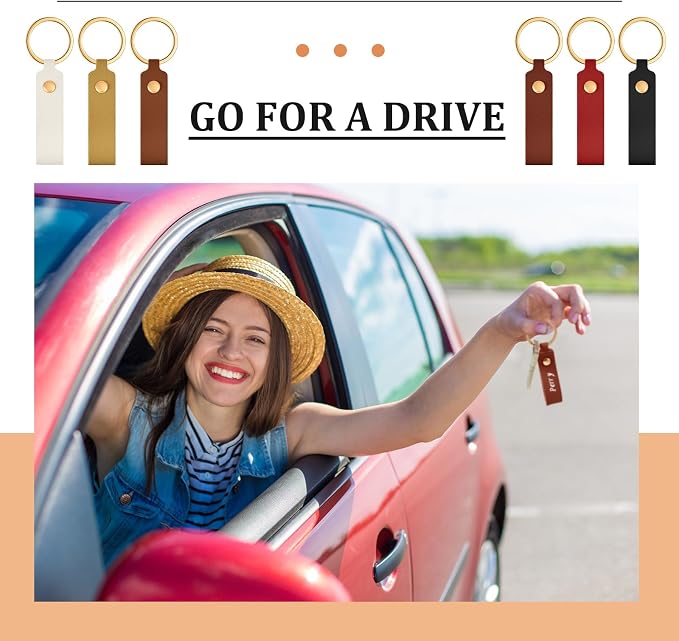 Wavyknot 30 Pcs PU Leather Keychain Blanks Bulk Laser Engraving Blanks Keychain - Image 7
