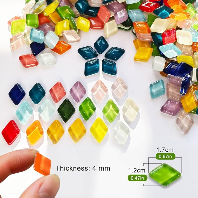 LITMIND Mosaic Tiles for Crafts Bulk, 1.1 LB Crystal Glass Mosaic Pieces - Image 2