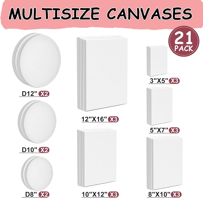 21 Packs Stretched Canvases for Painting, Round Canvas - Image 3