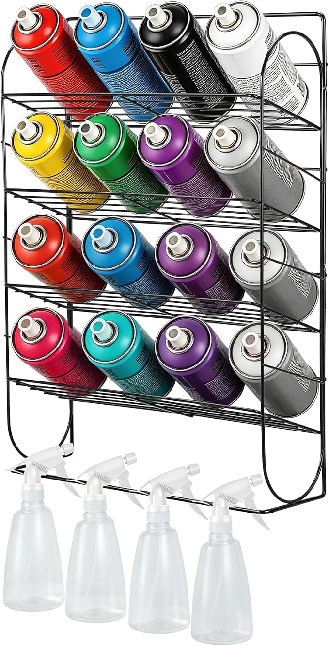 Spray Can Holder Storage Rack Wall Mounted, Metal Spray Paint Rack Organizer by YEXEXINM